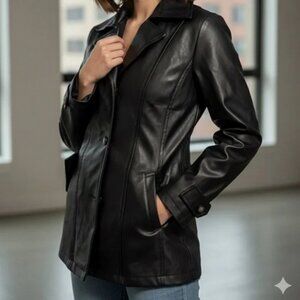 A Collezioni Black Leather Jacket NWT